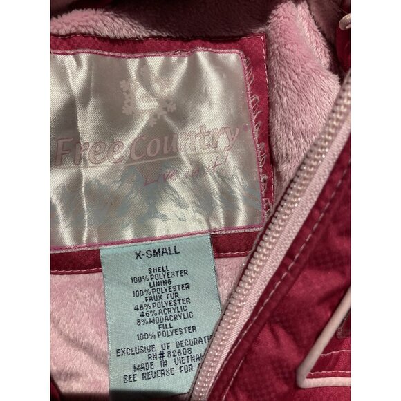 Free Country Jacket Girls XS Red Long Sleeve Full Zip Hooded - Picture 2 of 5
